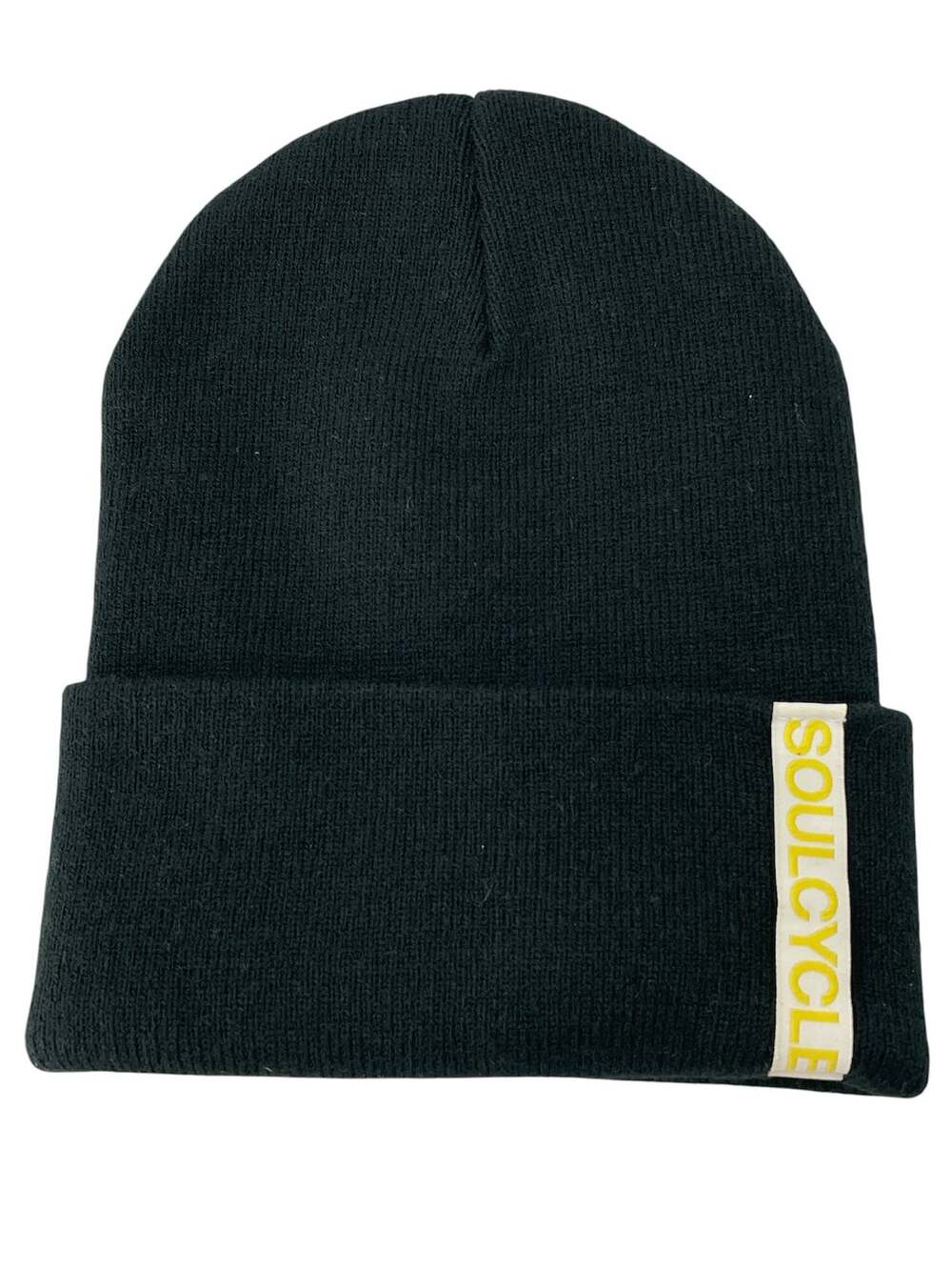 SoulCycle Black Logo Cuffed Rib Knit Winter Snow Bonnet Beanie Hat One Size